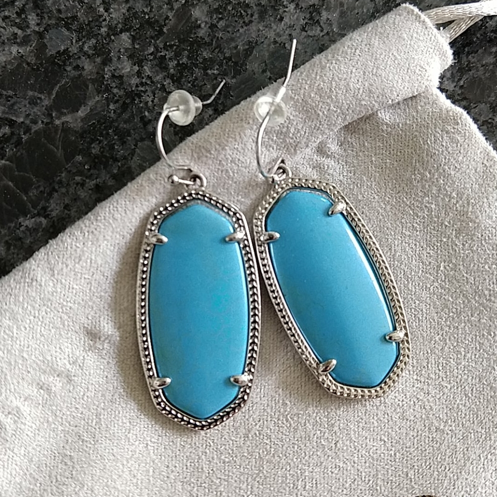 Elle Silver Drop Earrings in Turquoise
